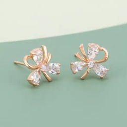 Kushal's Fashion Jewellery White Rose Gold Polished Zircon Earring for Women-picture-18
