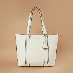 Ginger by Lifestyle Off White Textured Tote Handbag-3