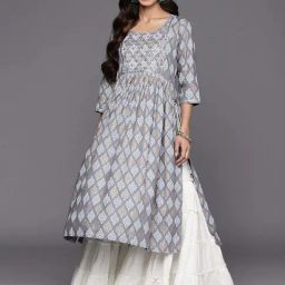 Libas Grey Printed Straight Kurta-image-11