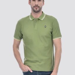 Numero Uno Sage Green Regular Fit Striped Polo T-Shirt-picture-16