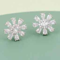 Kushal's Fashion Jewellery White Rhodium Polished Zircon Earring for Women-picture-9