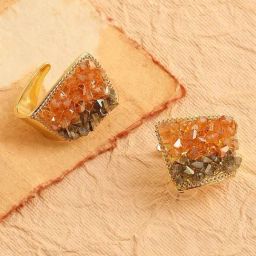 Sohi Gold Plated Party Designer Stone Stud Earrings-15