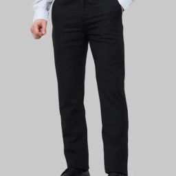 Raymond Black Slim Fit Checks Trousers-image-91