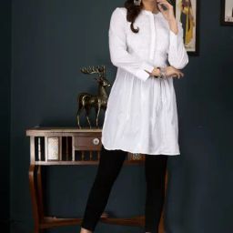 PARAMOUNT CHIKAN White Cotton Hand Embroidered Chikankari A Line Kurti-image-21