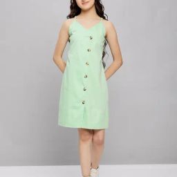 StyloBug Girls Green Solid Dress-picture-38