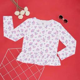 YU by Pantaloons Kids White & Pink Floral Print Full Sleeves Top-image-42