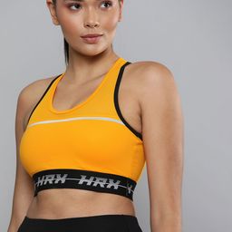 HRX By Hrithik Roshan Running Women Orange Rapid-Dry Solid Sports Bra-picture-41