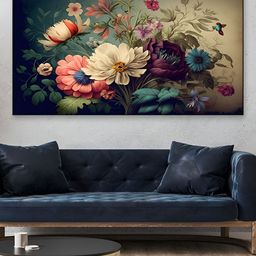 DEKORSTATION Pink & Purple Floral Printed Canvas Wall Art-image-98