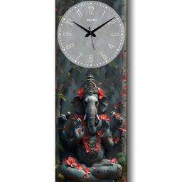 OLIVE TREE Green & Red Printed Analogue Rectangular Wooden Wall Clock image 2