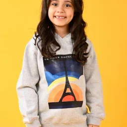Anthrilo Girls Grey Printed Full Sleeves Hoodie-image-65