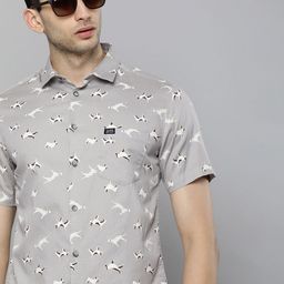The Indian Garage Co Men Grey Slim Fit Printed Casual Shirt-image-91