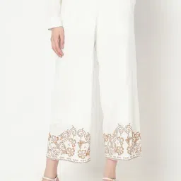Vero Moda White Cotton Straight Fit High Rise Pants-image-68