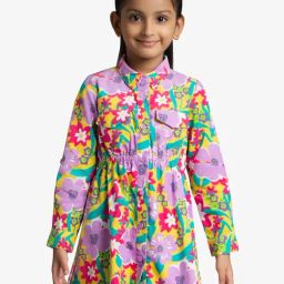 Ed-A-Mamma Girls Multi Corduroy Printed Casual Dress-picture-32