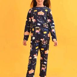 Anthrilo Kids Blue Cotton Printed Full Sleeves T-Shirt & Trouser-image-80