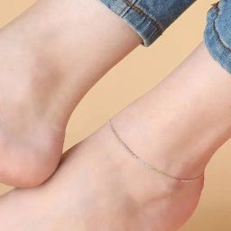 Zavya 92.5 Sterling Silver Minimal Triple Tone Figaro Chain Anklet for Women-image-67