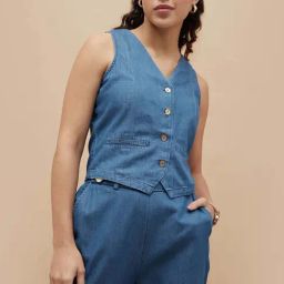 Code by Lifestyle Blue Regular Fit Waist Coat-picture-19