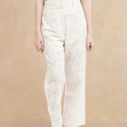 RAREISM Off White Cotton Solid Trousers-picture-35