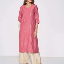 Rangmanch By Pantaloons Salmon Rose Regular Fit Embroidered Kurta-picture-18