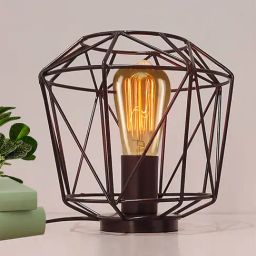 Homesake Black Metal Cage Table Lamp with Shade-34