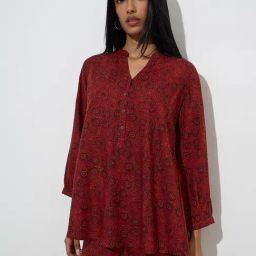 Utsa by Westside Maroon Floral Printed Tunic-image-82
