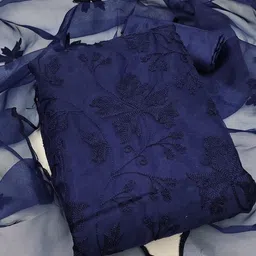 RUDRAA FAB Embroidered Organza Unstitched Dress Material-33