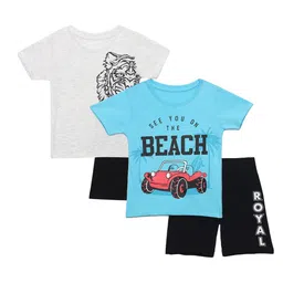 YK Boys Pack Of 2 Printed Pure Cotton T-shirt With Shorts-image-82