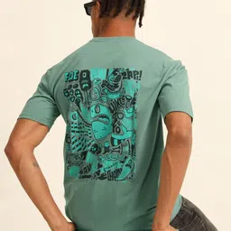 Bushirt Men Printed Drop-Shoulder Sleeves Raw Edge T-shirt-image-30