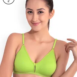 Floret Pack of 2 Lime Green Solid Non-Wired Non Padded T-shirt Bras-image-41