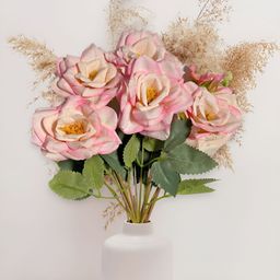 ARTSY Pink and Green Rose Artificial Flower-45