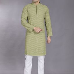DIVISIVE Embroidered Sequinned Mandarin Collar Kurta-image-26