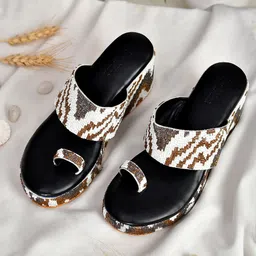 La Fiza Embellished PU Wedge Sandals-picture-8