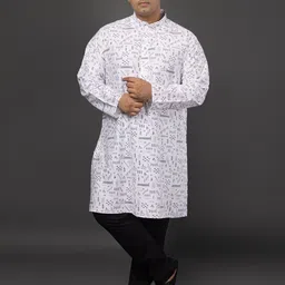 Sizeupp Men Geometric Printed Mandarin Collar Ethnic Kurta-picture-17