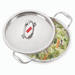 HAZEL Triply Stainless Steel Induction Bottom Kadhai With Stainless Steel Lid, 1.2 Litre, 18.5 cm-image-90