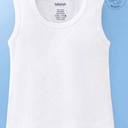 Babyoye Cotton Modal Blend Solid Dyed Sleeveless Thermal Inner Wear - White-image-60