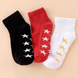 Pine Kids Cotton Ankle Length Socks With Silvadur Antimicrobial Finish Stars Design Pack Of 3 (Color May Vary)-image-38