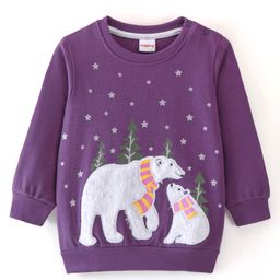 Babyhug Full Sleeves Sweatshirt Polar Bear Graphics - Purple-image-5
