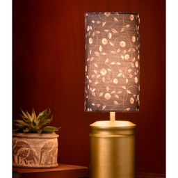 Green Girgit Metal Golden Table Lamp with Floral Print Shade-36