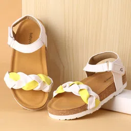 Babyoye Sandals With Velcro Closure & Braid Straps - Yellow-picture-21