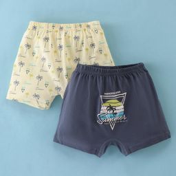 Revvo Junior Cotton Knit Briefs Palm Tree Print Pack Of 2 - Yellow & Navy Blue-image-50
