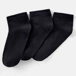Pine Kids Knit Antimicrobial Ankle Length Solid Colour Socks Pack of 3 - Black-image-47