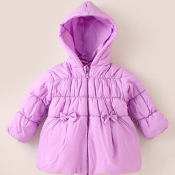 Little Kangaroos Knit Full Sleeves Hooded Quilted Jacket with Bow Applique - Lilac-picture-25