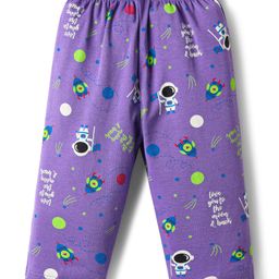 Child World Interlock Knit Full Length Lounge Pant with Space Theme Print - Purple-image-12
