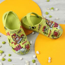 LIBERTY Boom Text Designed & Bear Applique Detailed Perforated Clogs - Parrot Green-picture-23