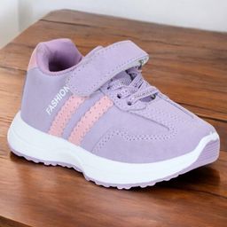 Lil Lollipop Placement Striped Velcro Closure Shoes - Purple-image-30