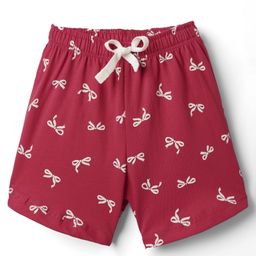 CUCUMBER Sinker Knit Above Knee Length Shorts With Bow Print - Maroon-picture-24