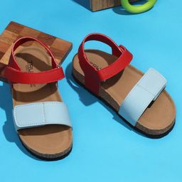 TRUFFLE COLLECTION Colour Blocked Sandals With Double Velcro Closure - Blue-image-62