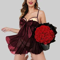 Krelin Women Sheer Net Baby Doll With Brief-picture-3