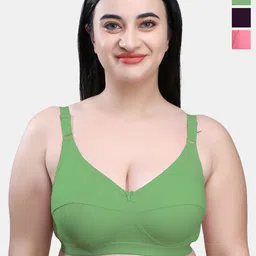 SKDREAMS Women Pack of 3 Full Coverage Non Padded Cotton Bra-image-67