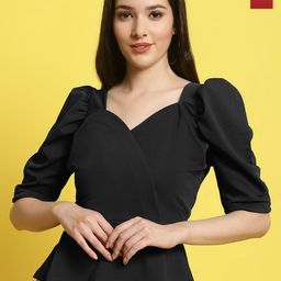 Metronaut Women Pack Of 2 Puff Sleeves Crop Regular Top-image-84
