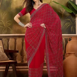 Sangria Stone Work Embellished Saree With Unstitched Blouse-image-64
